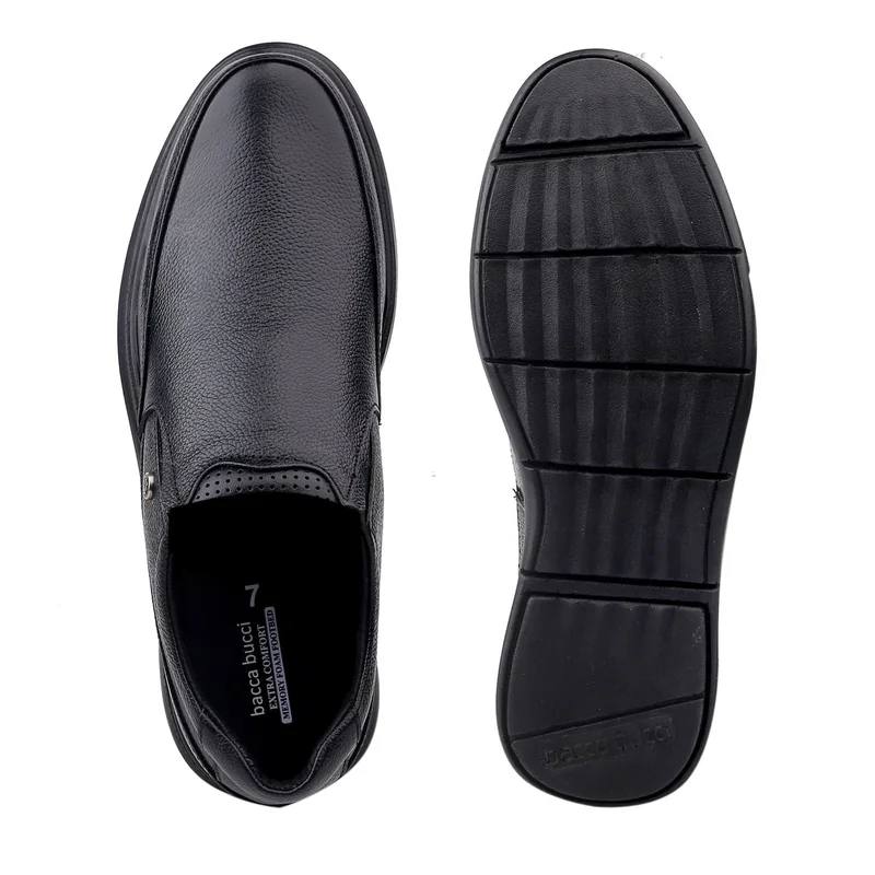 Bacca Bucci Black Leather Office Slip-ons Formal Shoes for Men | Best Price UAE